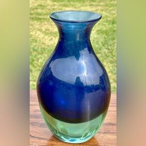 Vintage Italian Mid Century Murano Sommerso Blue Vase